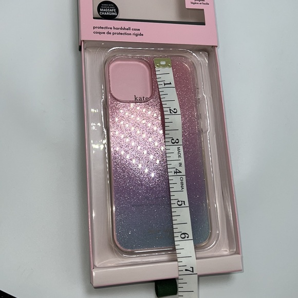 ✨2XHP✨NWT KATE SPADE IPHONE 12 PRO MAX HARDSHELL CASE IN PINK/PUR GLITTER - Picture 6 of 6